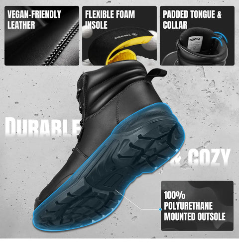 Men's Steel Toe Work Boots With Non Slip Outsole, Puncture Resistant, Breathable Lining, Electrical Hazard Protection