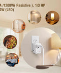 Wireless Wall Switch With Remote Control Outlet Kit No Wiring Needed shown in various home usage scenarios