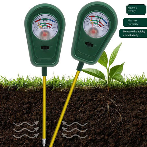 Rugged Metal Rod Soil Tester For Garden And Field All In One Ground Inspector Analyzes pH Nutrients And Moisture In Outdoor Soils