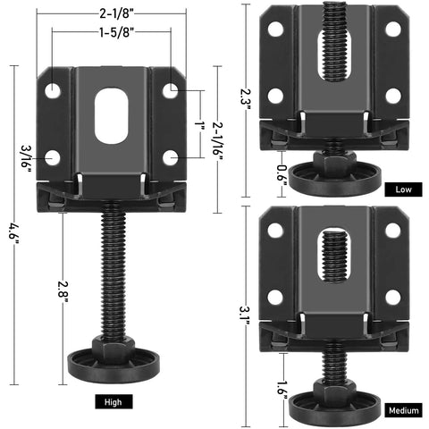 Heavy Duty Leveling Feet For Furniture And Workbenches Adjustable Table Leg Levelers Universal Plated Steel Feet dimensions view