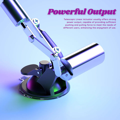 Front view of chrome mini linear actuator with suction cup base and linkage arms