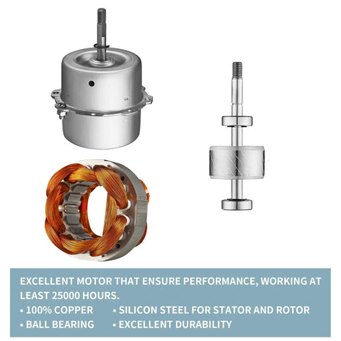 Motor components of Quiet Bathroom Exhaust Fan With Light 50 CFM 1.0 Sone Easy Install; showing copper coil and ball bearing.