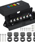 7 Way Trailer Junction Box Weatherproof 7 Pin Wiring Box with color coded wires for RV Camper Trailer Lights Rewiring with accessories