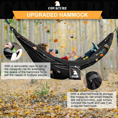 Double Camping Hammock With Ultra Strong Straps And Aluminum Stakes Lightweight Portable Hammock Holds Up To 772 Lbs in forest