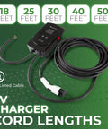 Beefy 277 To 480V Level 2 EV Charger, 80 Amp, J1772 Plug with 50 ft cord for high voltage circuits and easy multi-unit install