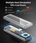 Kickass 40Gbps M.2 NVMe SSD Enclosure Featuring Active Cooling Fan shows internal heat dissipation with M.2 heatsink & cooling fan.