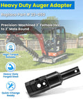 Heavy Duty Metal Connector for Skid Steers, showing Hex to Round Adapter, perfect for Post Hole Diggers