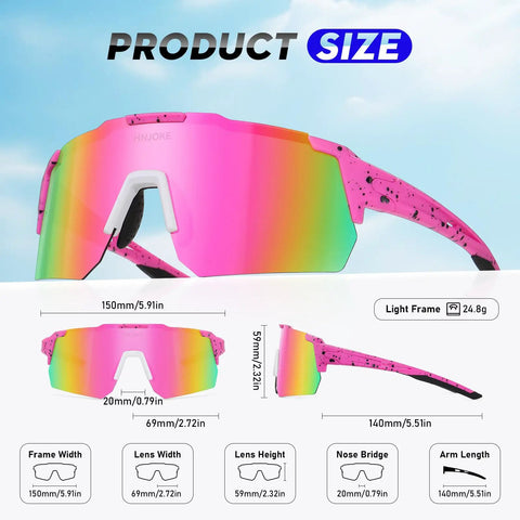 Polarized Sports Sunglasses With UV 400 Protection For Women And Men, Ultra Lightweight Frameless Running Glasses in pink