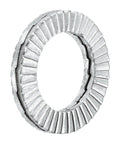 Size 10 Wedge Locking Washers In 304 Stainless Steel, Vibration Resistant DIN 25201, close-up of grooved washer design