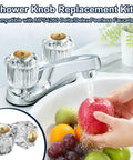 Four Pack Crystal Clear Acrylic Shower Knob Replacement Handles For Delta Delex Peerless Bath And Bathtub Faucets With D Stem Valves Easy Install Repair Kit Includes Mounting Screws For Hot Cold Water Fixups, clear acrylic knobs on faucet