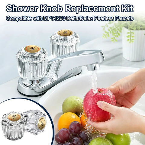 Four Pack Crystal Clear Acrylic Shower Knob Replacement Handles For Delta Delex Peerless Bath And Bathtub Faucets With D Stem Valves Easy Install Repair Kit Includes Mounting Screws For Hot Cold Water Fixups, clear acrylic knobs on faucet
