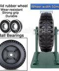 Heavy Duty Industrial Caster Set With Six And Eight Inch Options Swivel Plus Fixed Rolling Designs showing solid rubber wheel and ball bearings.