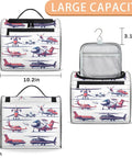 Aircraft Pattern Travel Toiletry Bag For Women And Men, Large Capacity 10.2 x 6.5 x 9.2 Inches, Hanging Dopp Kit open and closed view