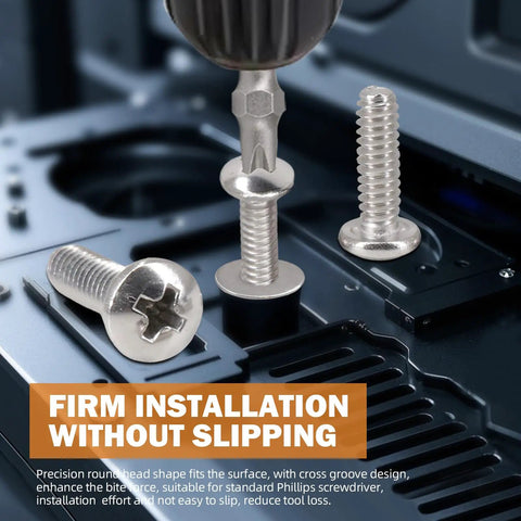Ultimate 180-Piece Stainless Steel Bolt and Screw Combo Kit: close-up of installation using #10 Phillips round head screws