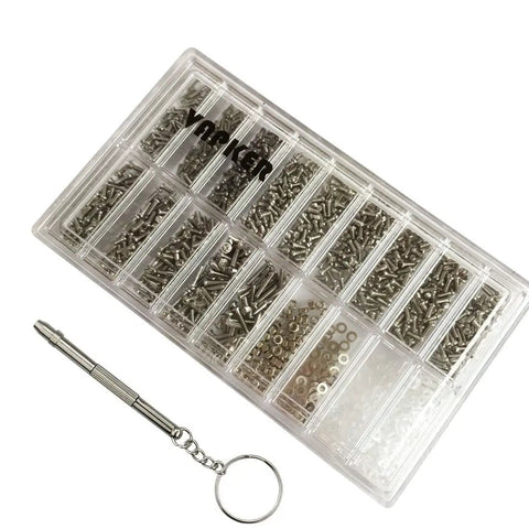 Micro Eyeglass And Sunglass Repair Screws Kit With Nuts, Stainless Steel Tiny Screws Assortment for Spectacles and Watches, with Mini Screwdriver