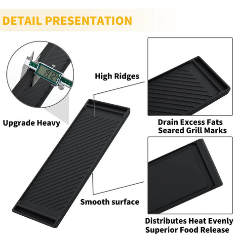 Heavy Duty Reversible Cast Iron Griddle Replacement Plate For Gas Stoves Double Sided Center Griddle Pan with high ridges