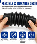 Hands holding rubber boot from Two Piece Universal CV Boot Kit With Four Stainless Steel Clamps For Waterproof Dustproof CV Joint Boot On 19mm To 24mm Axle Shafts Ideal DIY Car Truck SUV Repair Kit