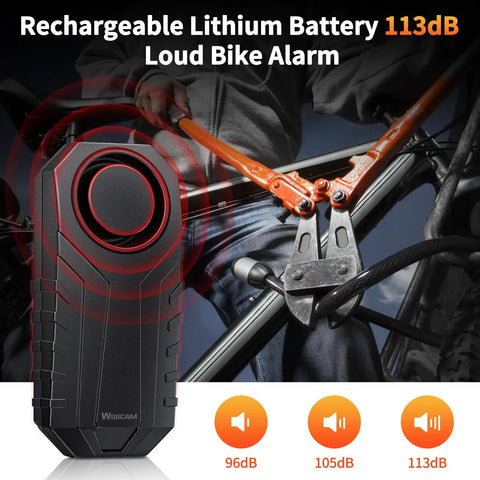 Wireless Bike Alarm With Remote Rechargeable 113dB Loud Anti Theft System IP65 Waterproof For E Bikes Motorcycles Scooters Outdoor Riding And Cycling Safety mounted on a bike frame