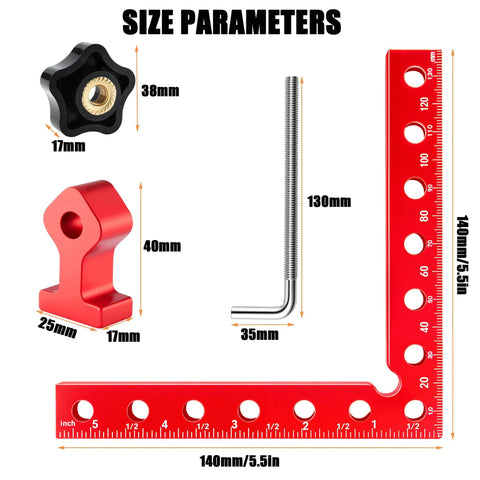 Four Pack 90 Degree Corner Clamps For Woodworking Pro Grade Aluminum Right Angle Clamps 5.5 Inch By 5.5 Inch Precision Jigs size chart