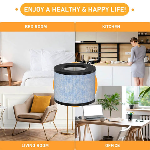 C102 MA-01CW True HEPA Replacement Filter displayed in various home settings for Miko Ibuki C102 Air Cleaner Purifier use