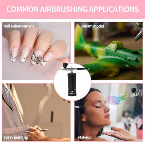 "Airbrush Kit With Air Compressor For Nail Art Makeup Barber And Model Painting Wireless System Applications"