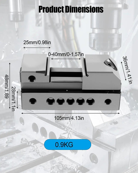Product dimensions of 1 Inch Pro Grade Precision Grinding Vise Built Tough From Alloy Steel With Screwless Quick Clamp.