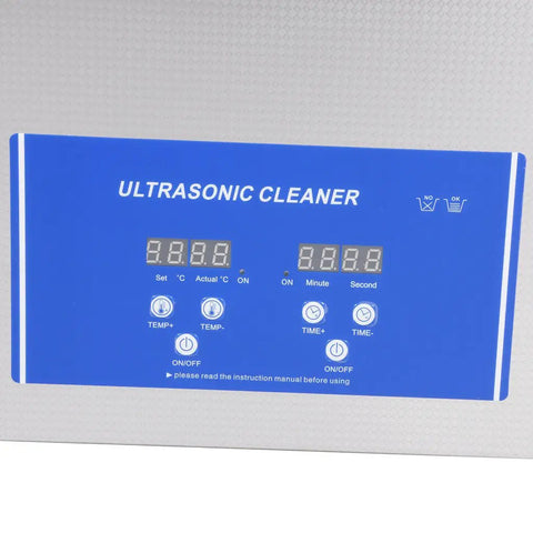 Control panel of No Sweat Heavy Duty Ultrasonic Cleaner Tank With 30 Liter Capacity And 600 Watt Power for medical lab equipment.