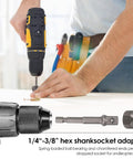 Person using a drill with 25 Piece Screw And Bolt Extractor Set With Left Hand Drill Bit Included For Removing Damaged Bolts