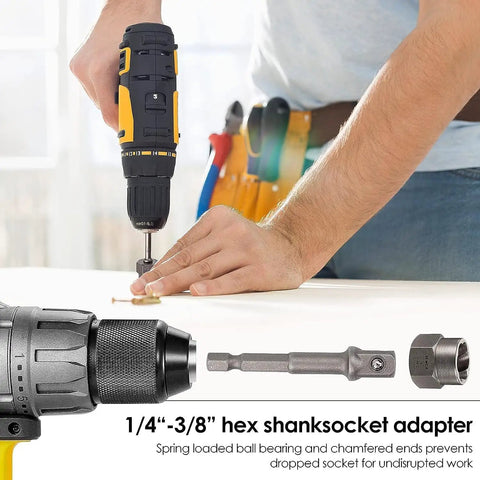 Person using a drill with 25 Piece Screw And Bolt Extractor Set With Left Hand Drill Bit Included For Removing Damaged Bolts