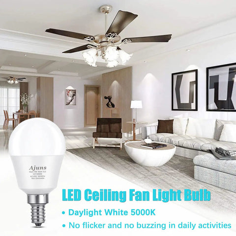 Crazy Bright Daylight LED Bulbs For Ceiling Fans And Chandeliers, 5W Replacement showcased in living room setting