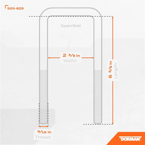 Diagram of 6 5/8 inch Rear Leaf Spring Axle U Bolt Kit For Select Nissan And Toyota Models, Tough As Nails Hardware, Zinc Plated.