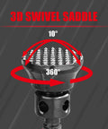 3D swivel saddle of Beefy 5 Ton Screw Jack For Vehicles And Home Projects, Heavy Duty Car Support Jack With Height Adjustable 9.5 To 13.4 Inches, Red, Capacity 10,000 Lbs, Built On A Stable Bell Base For Bridge Stabilization And Pro Level Lifts.