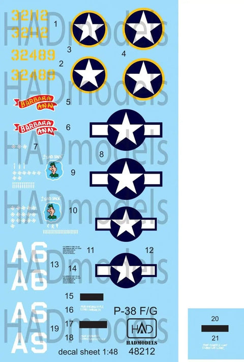 One Forty Eighth Scale P 38 Lightning F G Decal Sheet For Tamiya Kit Grey Finish Must Have For Modelers Easy Install High Detail Aftermarket Accessory