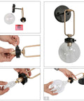 Installation steps for Dope Farmhouse Globe Wall Sconce With Black And Gold Finish 1 Light Wall Light Clear Glass Shade