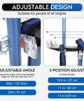 Adjustable Drywall Stilts 24 To 40 Inch Professional Grade Aluminum Painter Stilt For Taping And Painting Ceiling Work Parades Or Cosplay Helpers No Tools Required Braces Blue showing adjustable design and angles
