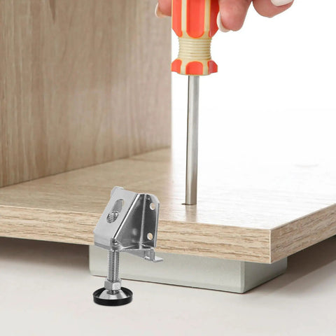 8 Pack Adjustable Leveling Feet For Furniture And Workbenches, Heavy Duty Steel Leg Levelers With Precise Leveling And Slip Resistant Pads, Built To Support Tables, Cabinets, Desks, And Shelves With Easy Assembly, steel leveler on wood cabinet