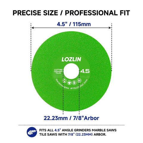Heavy Duty 4.5 Inch Diamond Blades, 3 Pack Angle Grinder Discs with 7/8 inch arbor for precise ceramic tile cutting.