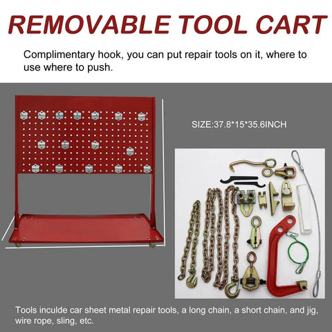 10 Ton Beefy Car Frame Puller Set With 4409 Lb Loading Capacity Auto Body Frame Straightener And Heavy Duty Car Frame Machine parts shown