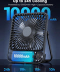 10000mAh Portable Travel Fan 7 Inch All Day Battery Life Up To 24 Hours Ultra Thin Quiet Rechargeable Desk Fan With Digital Display