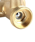 Solid Brass Y Shape Garden Hose Splitter With Leakproof Shut Off Valve For Effortless 2 Way Water Control And Easy Repair Kit Installation On Any Standard Hose, close-up threaded inlet