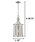 Delvelda One Light Pendant In Matte Nickel, 21-Inch Industrial Steel Cage Fixture for Modern Kitchens and Living Rooms hanging view.