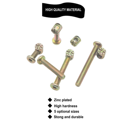 Premium Beefy M6 Socket Head Cap Screws And Barrel Nuts Furniture Repair Kit For Baby Cribs Bunk Beds Woodwork Projects And Home Fixes showing zinc plated bolts and barrel nuts.