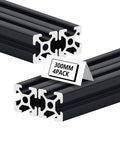 11.8 Inch European Standard T Slot Aluminum Extrusion Rail Kit, 4 Pieces, Anodized Black for 3D Printer and CNC DIY, High Strength Linear Motion Guide for Precision Builds, 300mm 4-pack