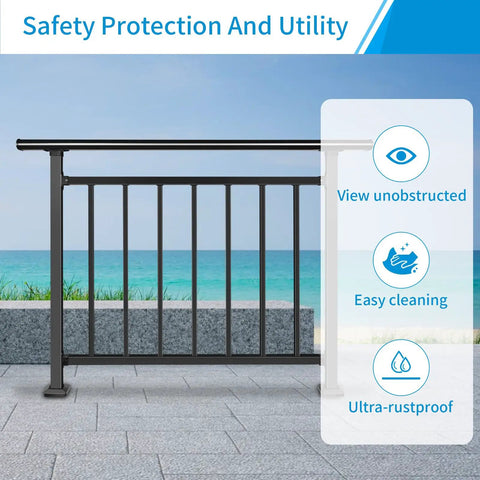 Upgrade Horizontal Deck Railing Kit Built Tough 40 Inch High 48 Inch Wide Black Heavy Duty Wrought Iron Outdoor Guard Fence Handrail For Porch Balcony Patio Deck And Other Outdoor And Indoor Spaces