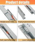 Rolls Right Out Butter Smooth Bottom Mount Drawer Slides With Soft Close Feature showing multiple screw holes and galvanized steel construction.