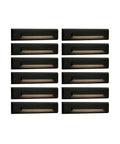 12 Pack Low Voltage LED Linear Step Lights 9 To 15V AC DC Outdoor Stair Riser Lighting 2W Waterproof Die Cast Aluminum Black Finish