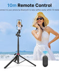 Extendable Phone Tripod With 2 In 1 Phone Clip And 360 Degree Ball Head Aluminum Selfie Stick Stand Reaches Up To 82 Inches show