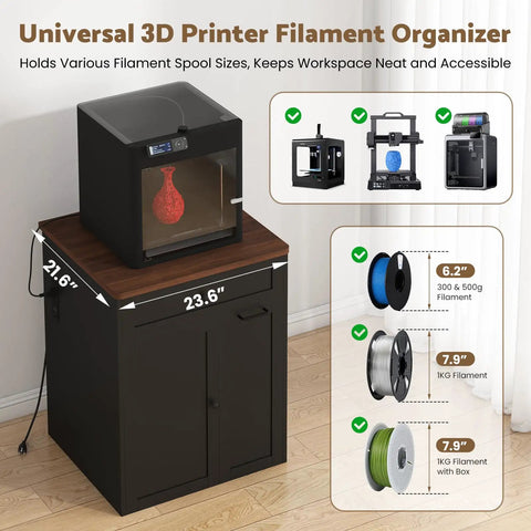 All In One 3D Printer Cabinet With Slick Rolling Filament Storage Drawer For Large Printers And Sweet Workshop Setup Heavy Duty Frame Holds Twenty Spools Smooth Glide Bin Keeps Your Maker Gear Dope And Tight So You Can Just Focus On Printing