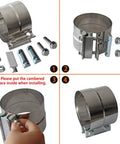 4 Inch Lap Joint Exhaust Band Clamp Set Easy Install Stainless Steel 304 With Zinc Plating, components and installation steps