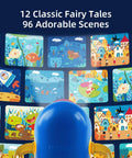 Kids Story Projector Kit With 12 Reels For Ages 3 To 5, Adjustable Projection Up To 30 Inches, showing fairy tale scenes